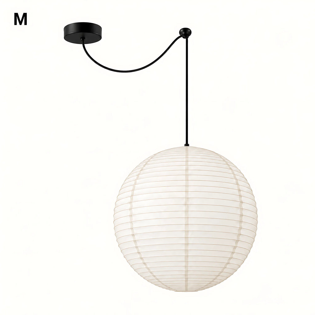 Japanese Swag Round Rice Paper Pendant Light