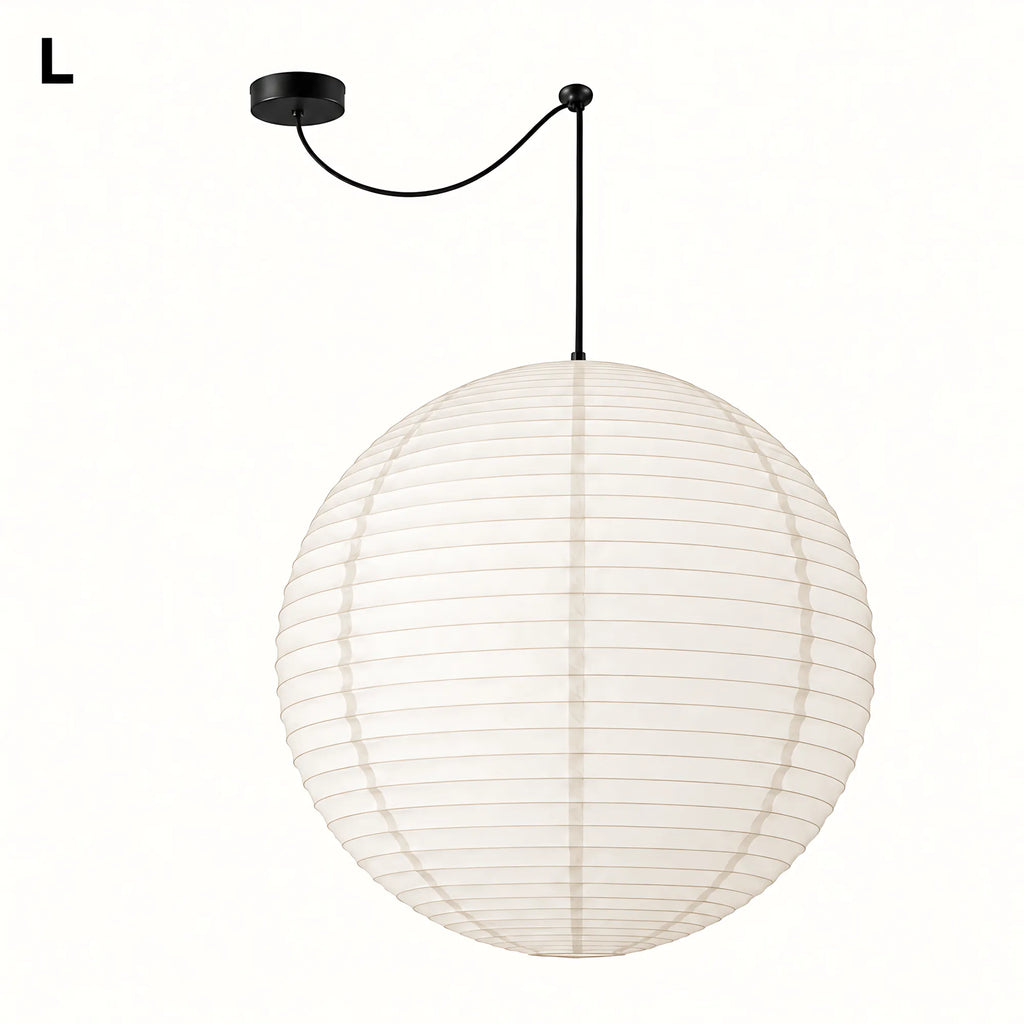 Japanese Swag Round Rice Paper Pendant Light