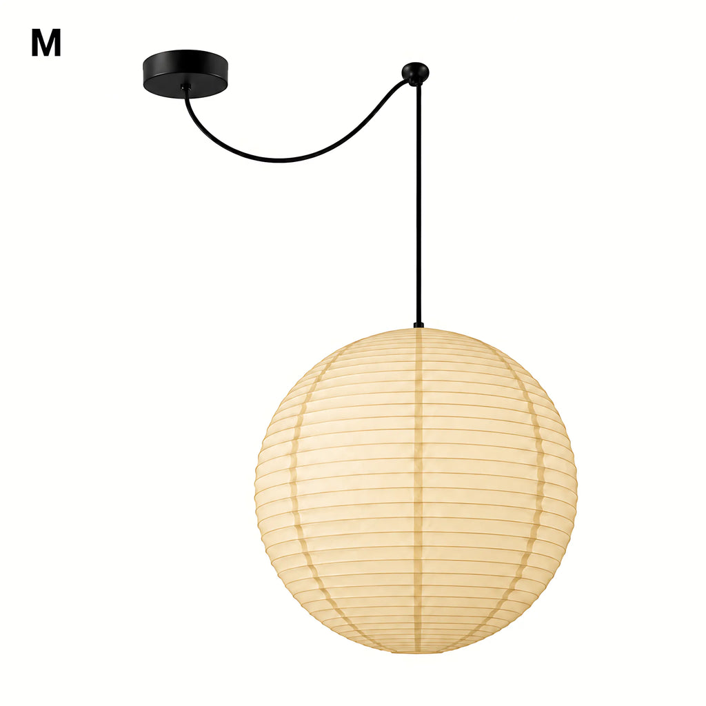 Japanese Swag Round Rice Paper Pendant Light