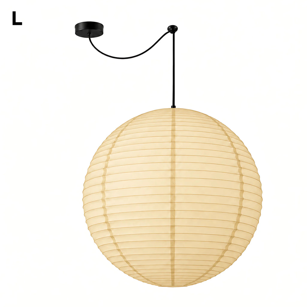 Japanese Swag Round Rice Paper Pendant Light