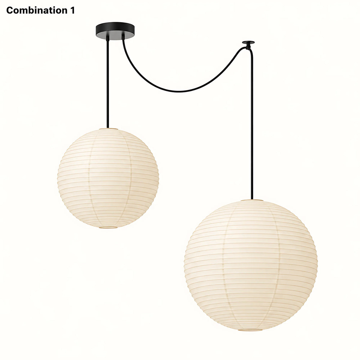 Japanese Swag Round Rice Paper Pendant Light