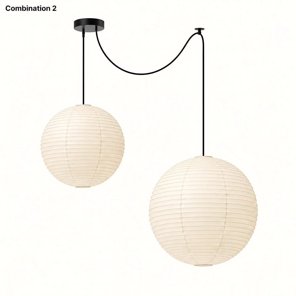 Japanese Swag Round Rice Paper Pendant Light