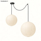 Japanese Swag Round Rice Paper Pendant Light