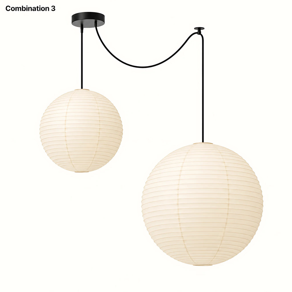 Japanese Swag Round Rice Paper Pendant Light