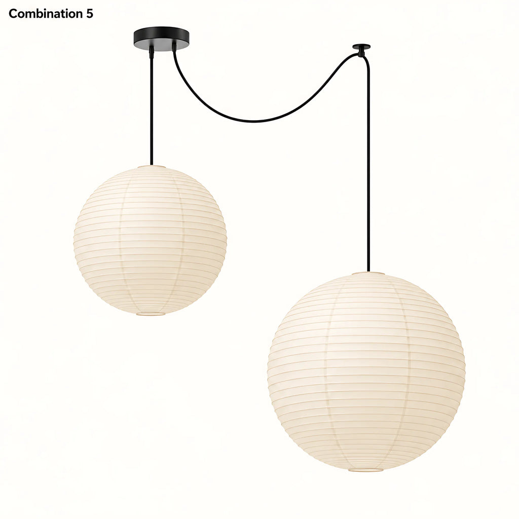 Japanese Swag Round Rice Paper Pendant Light