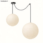 Japanese Swag Round Rice Paper Pendant Light