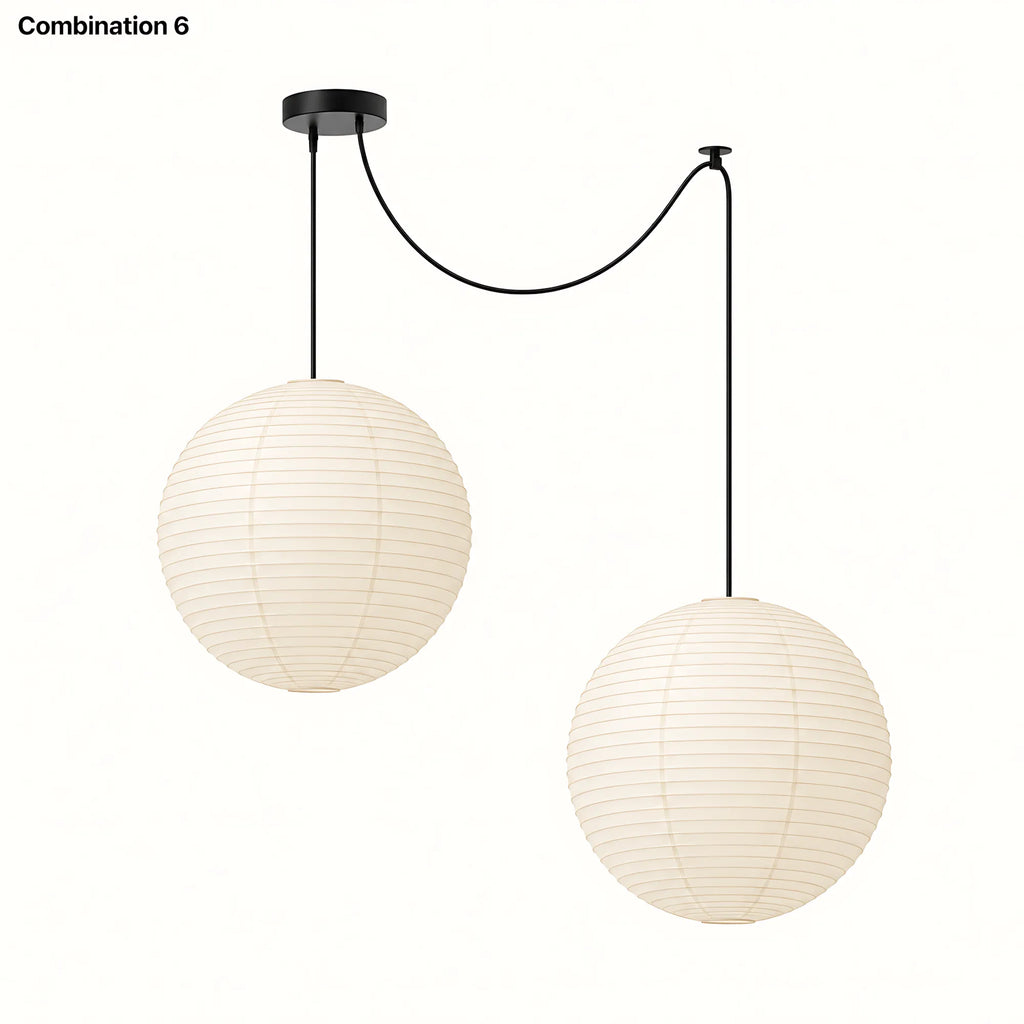 Japanese Swag Round Rice Paper Pendant Light