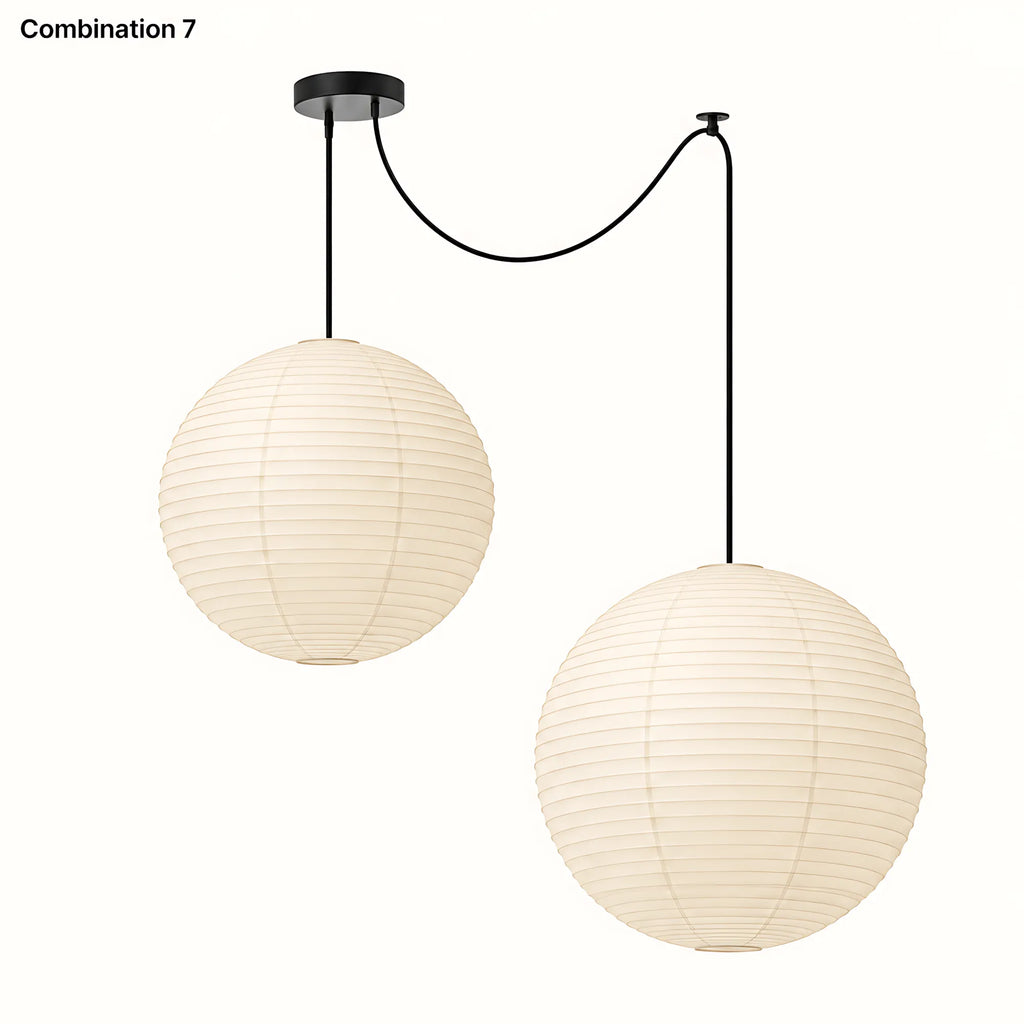 Japanese Swag Round Rice Paper Pendant Light