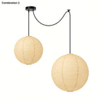 Japanese Swag Round Rice Paper Pendant Light