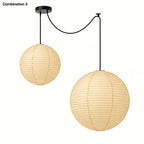 Japanese Swag Round Rice Paper Pendant Light