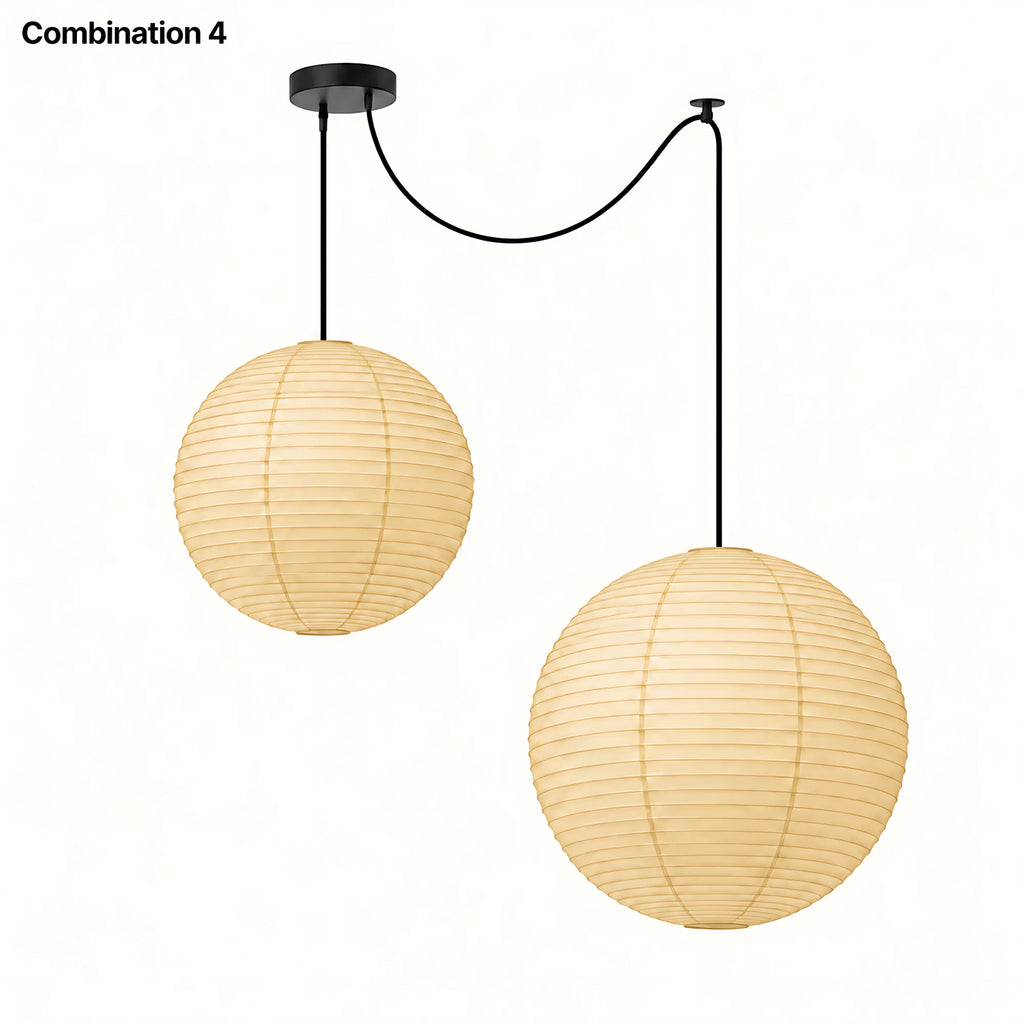 Japanese Swag Round Rice Paper Pendant Light