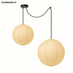 Japanese Swag Round Rice Paper Pendant Light