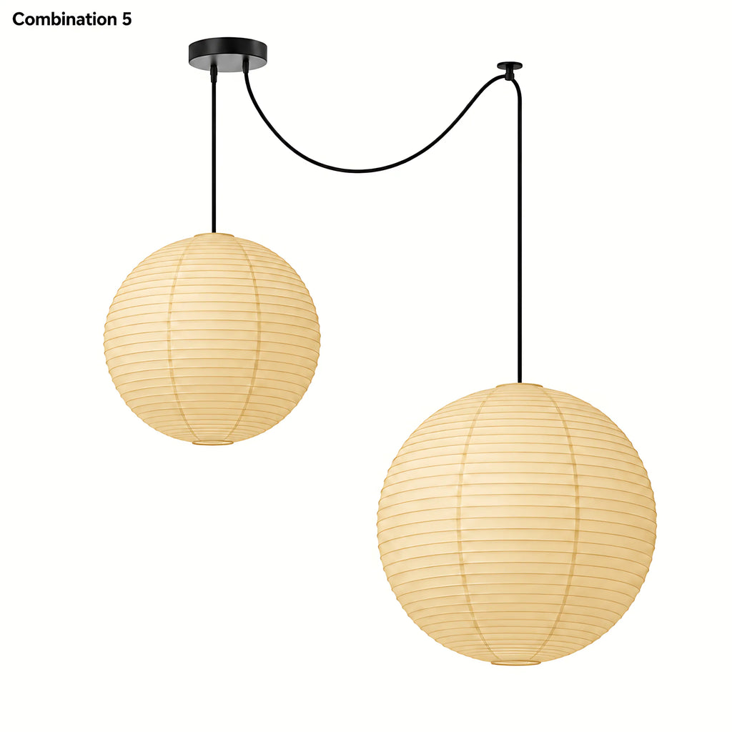 Japanese Swag Round Rice Paper Pendant Light