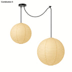 Japanese Swag Round Rice Paper Pendant Light