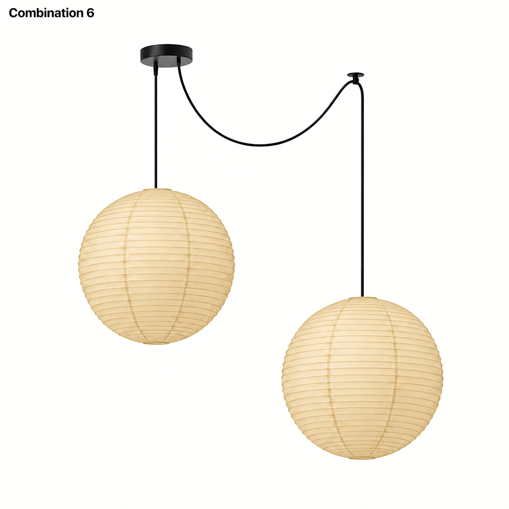 Japanese Swag Round Rice Paper Pendant Light