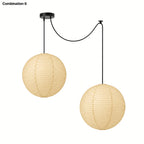 Japanese Swag Round Rice Paper Pendant Light