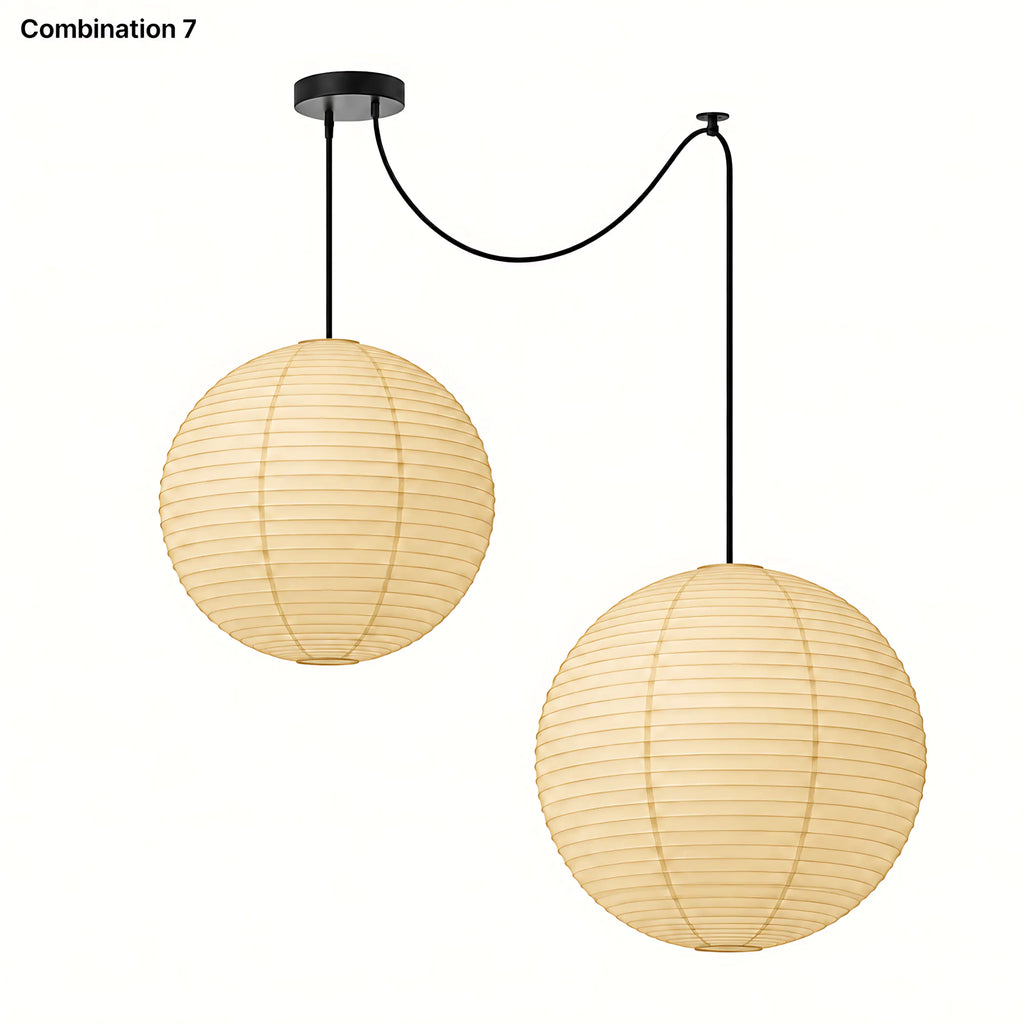 Japanese Swag Round Rice Paper Pendant Light