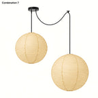Japanese Swag Round Rice Paper Pendant Light