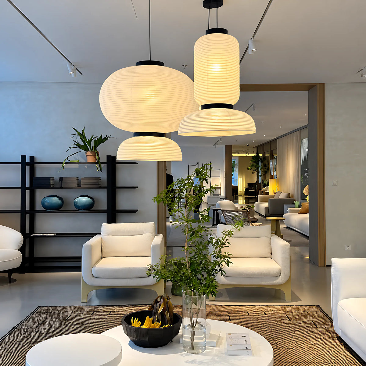 Japanese Tiered Rice Paper Pendant Light