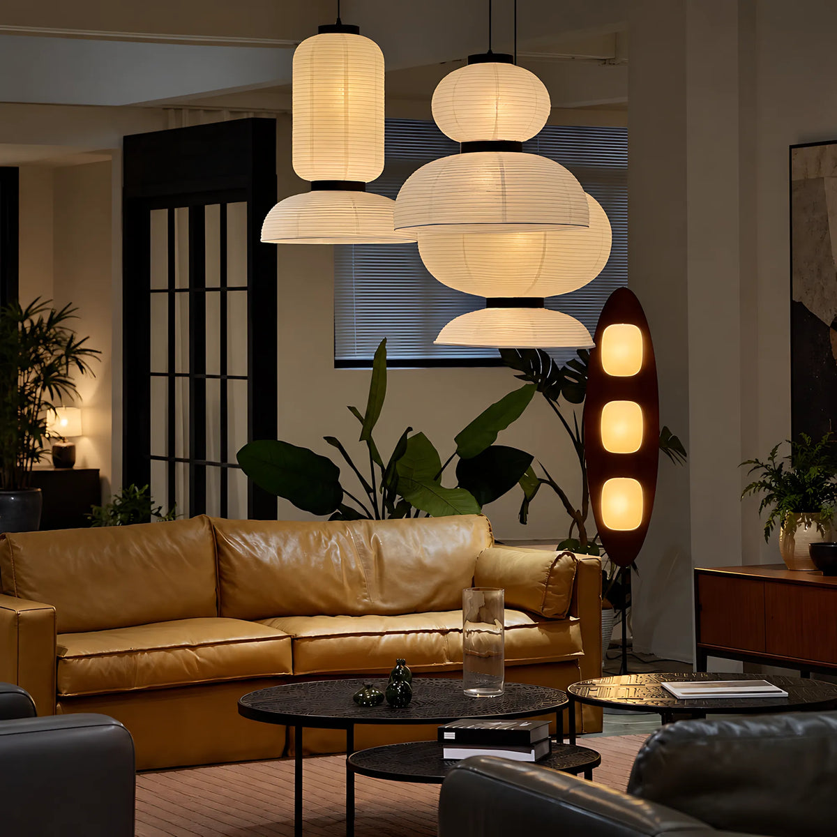 Japanese Tiered Rice Paper Pendant Light