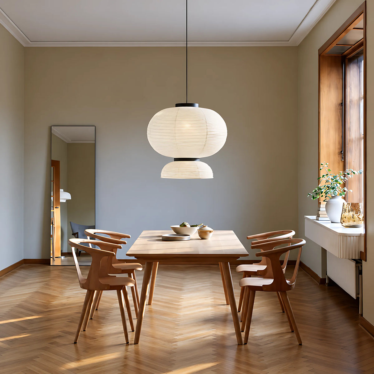 Japanese Tiered Rice Paper Pendant Light