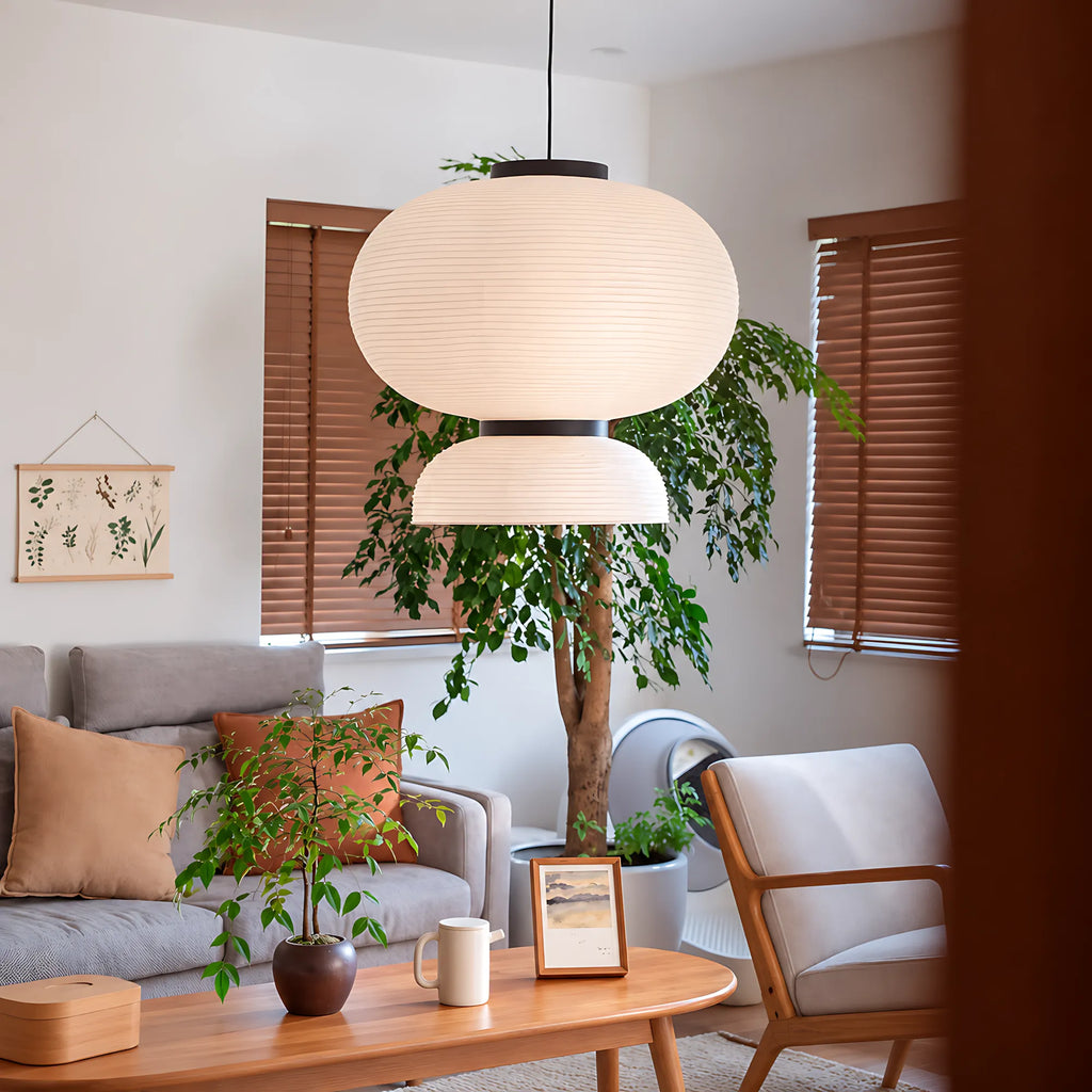Japanese Tiered Rice Paper Pendant Light