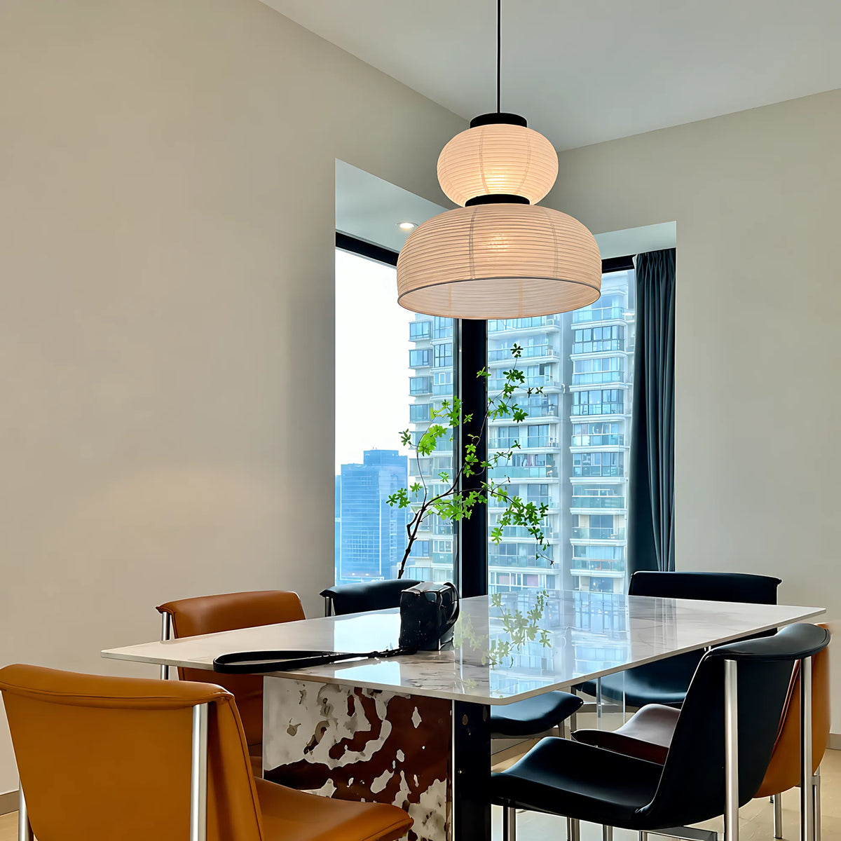Japanese Tiered Rice Paper Pendant Light