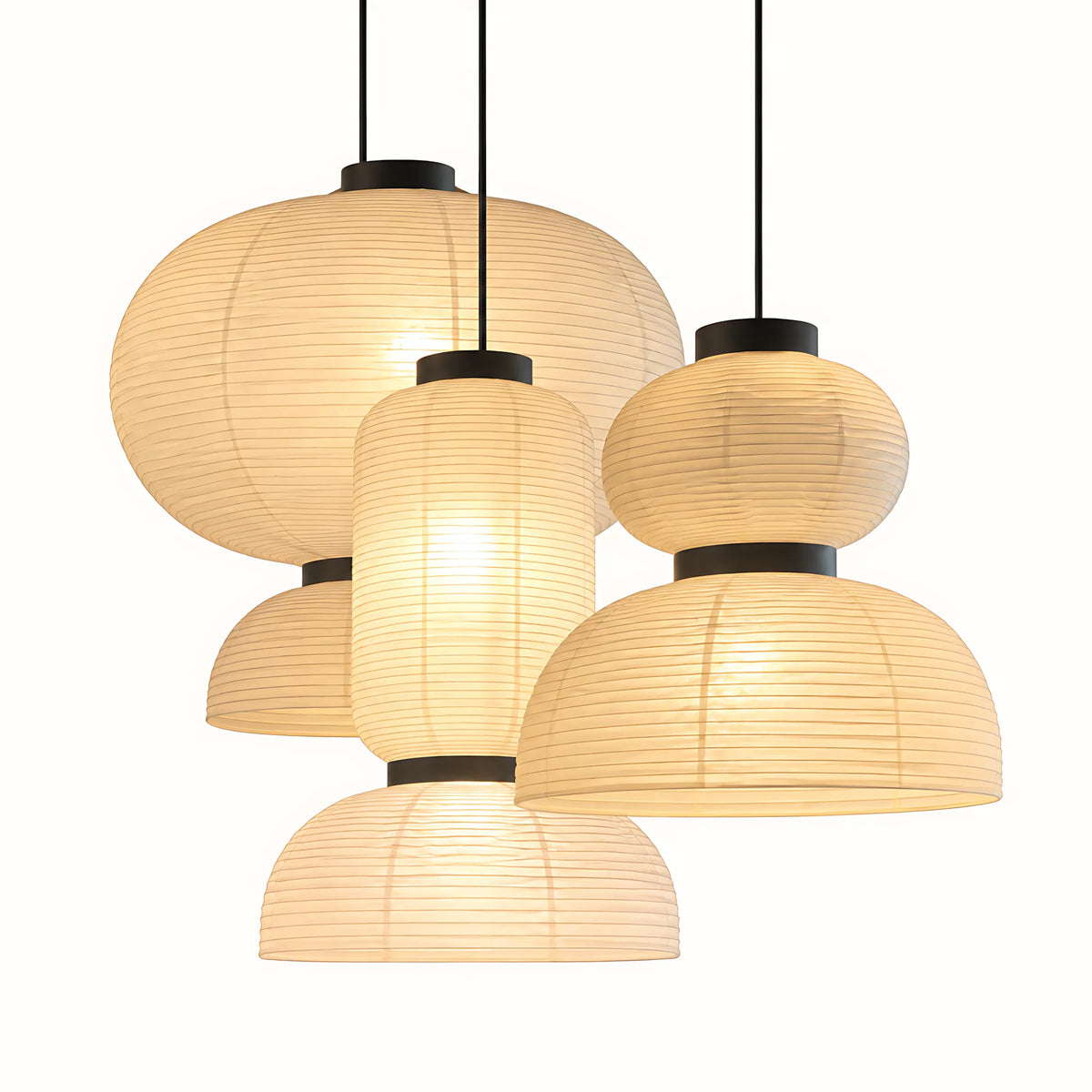 Japanese Tiered Rice Paper Pendant Light