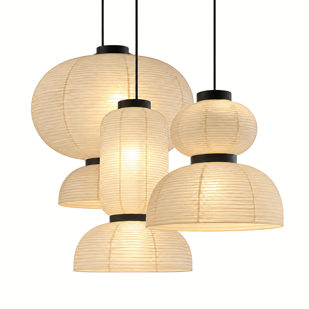 Japanese Tiered Rice Paper Pendant Light