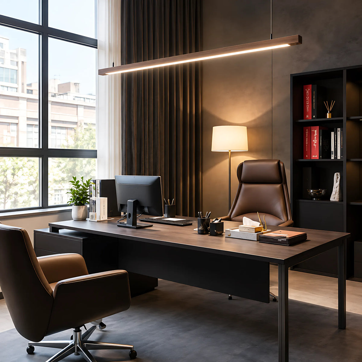 Lunaro Solid Wood Linear Pendant Light