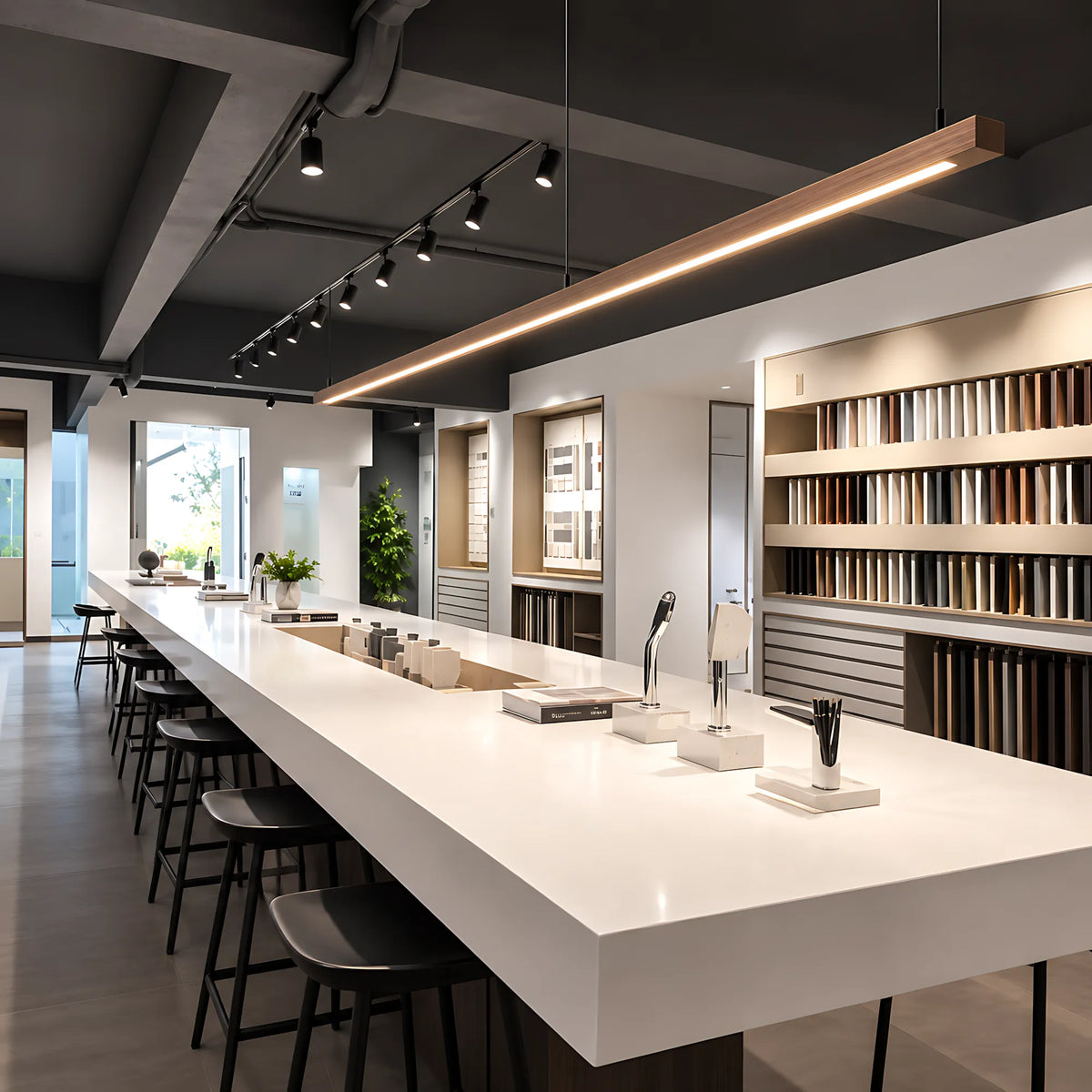 Lunaro Solid Wood Linear Pendant Light
