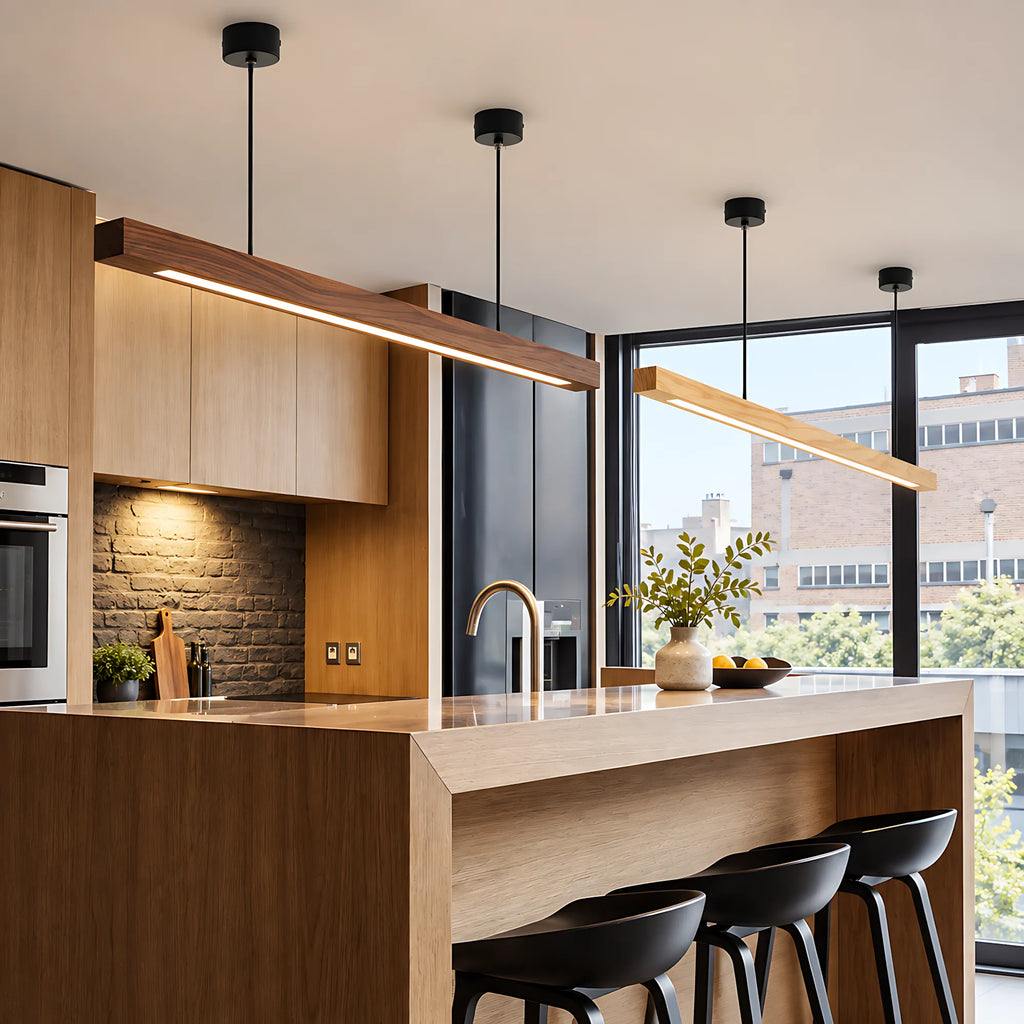 Lunaro Solid Wood Linear Pendant Light
