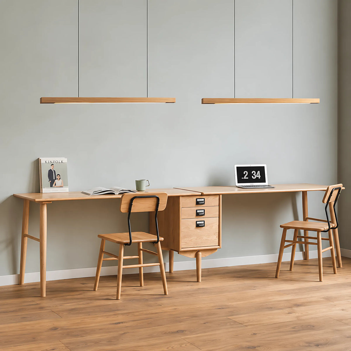 Lunaro Solid Wood Linear Pendant Light