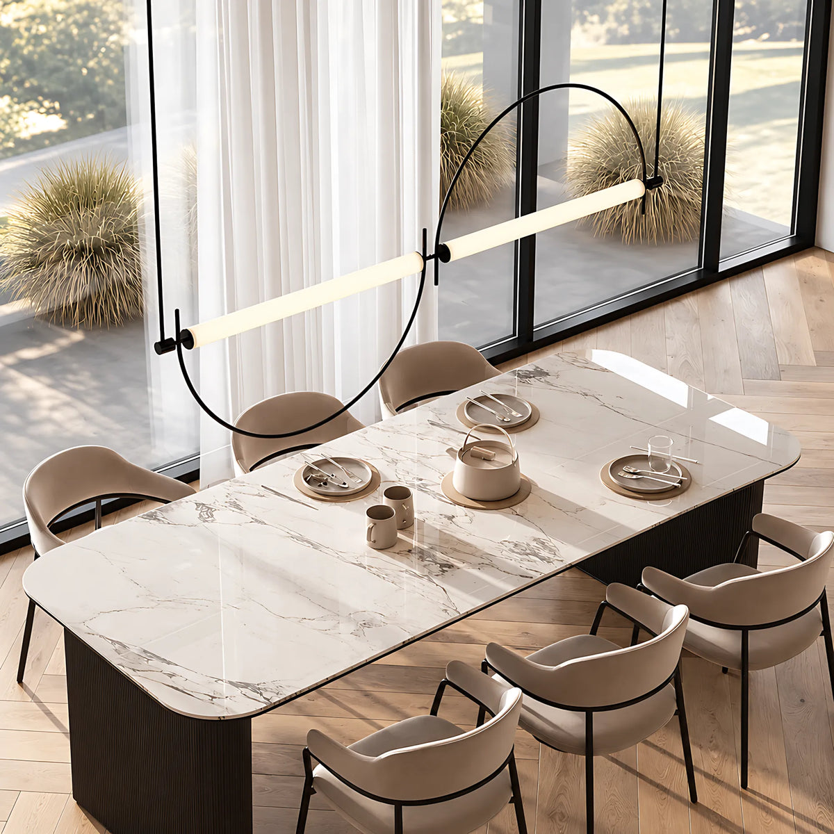Metal Arc Linear Pendant Light