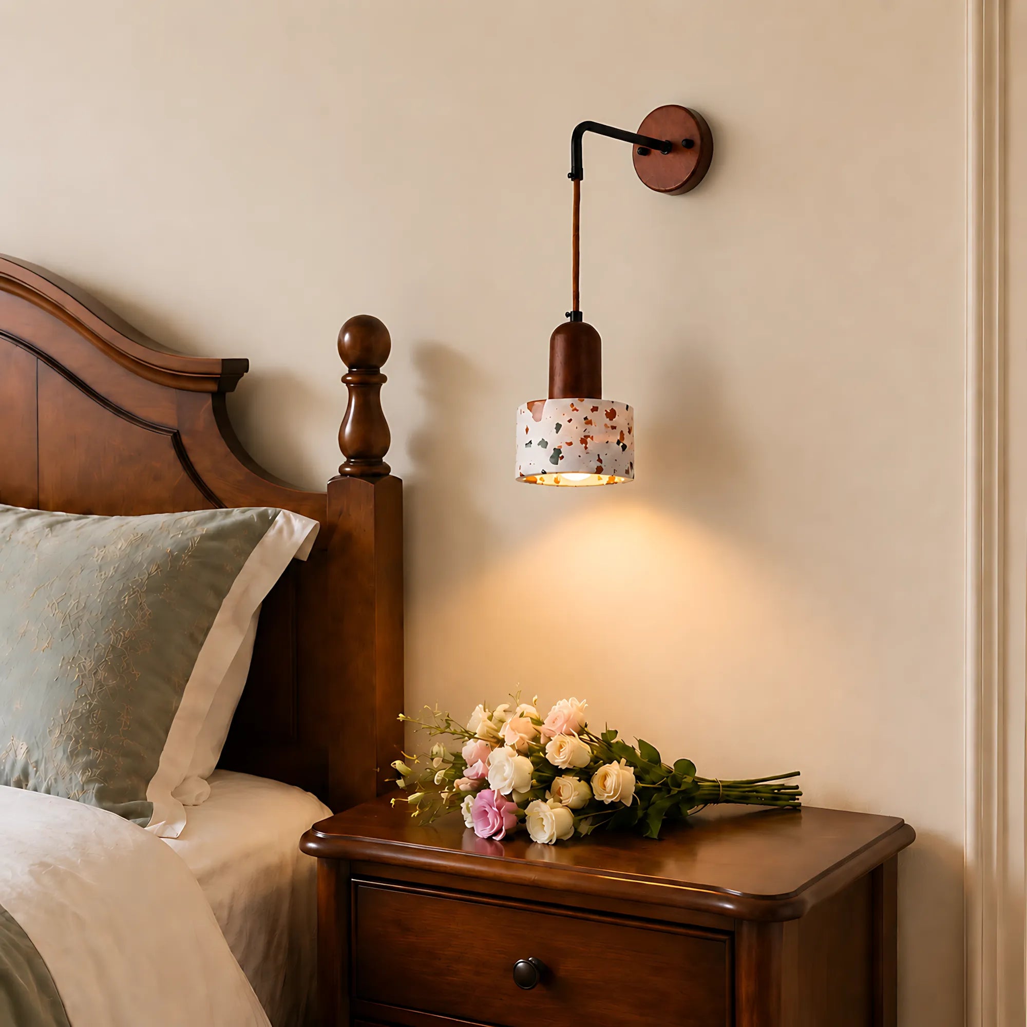 Mira Terrazzo & Timber Adjustable Wall Light
