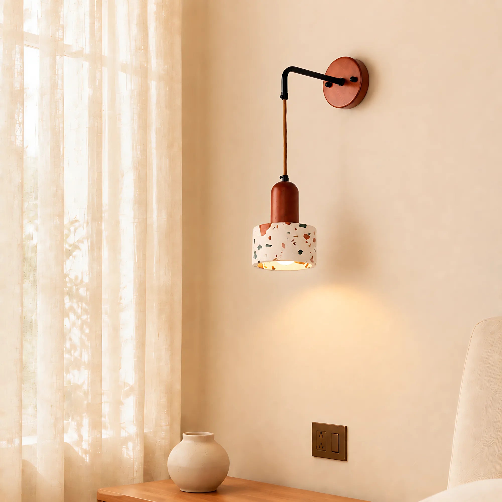 Mira Terrazzo & Timber Adjustable Wall Light