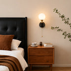 Opal Globe Solid Wood Wall Light