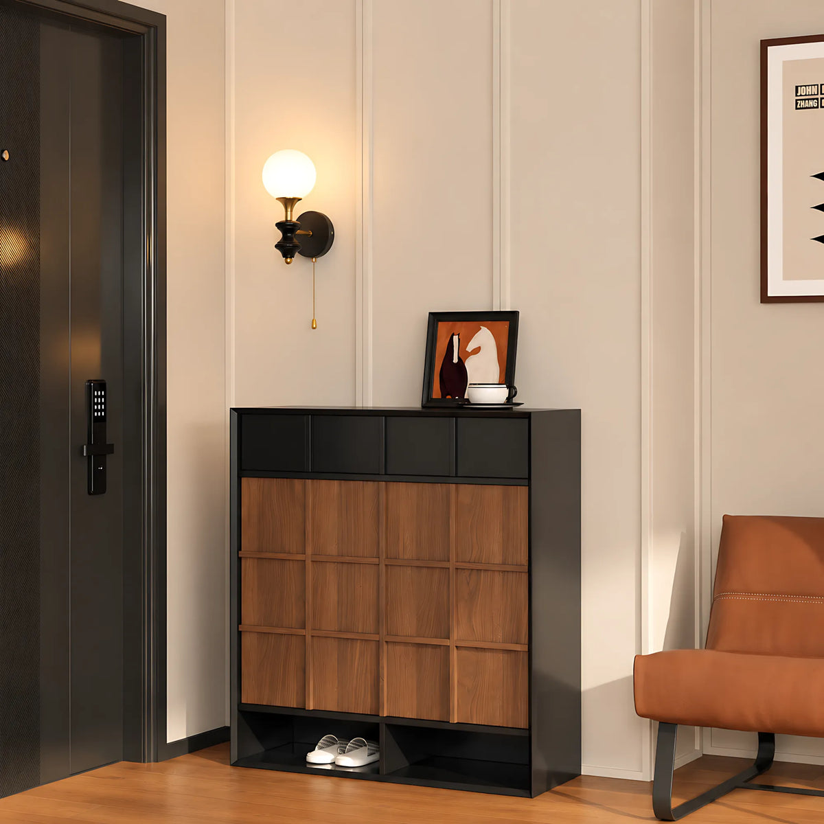 Opal Globe Solid Wood Wall Light
