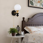 Opal Globe Solid Wood Wall Light