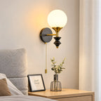 Opal Globe Solid Wood Wall Light