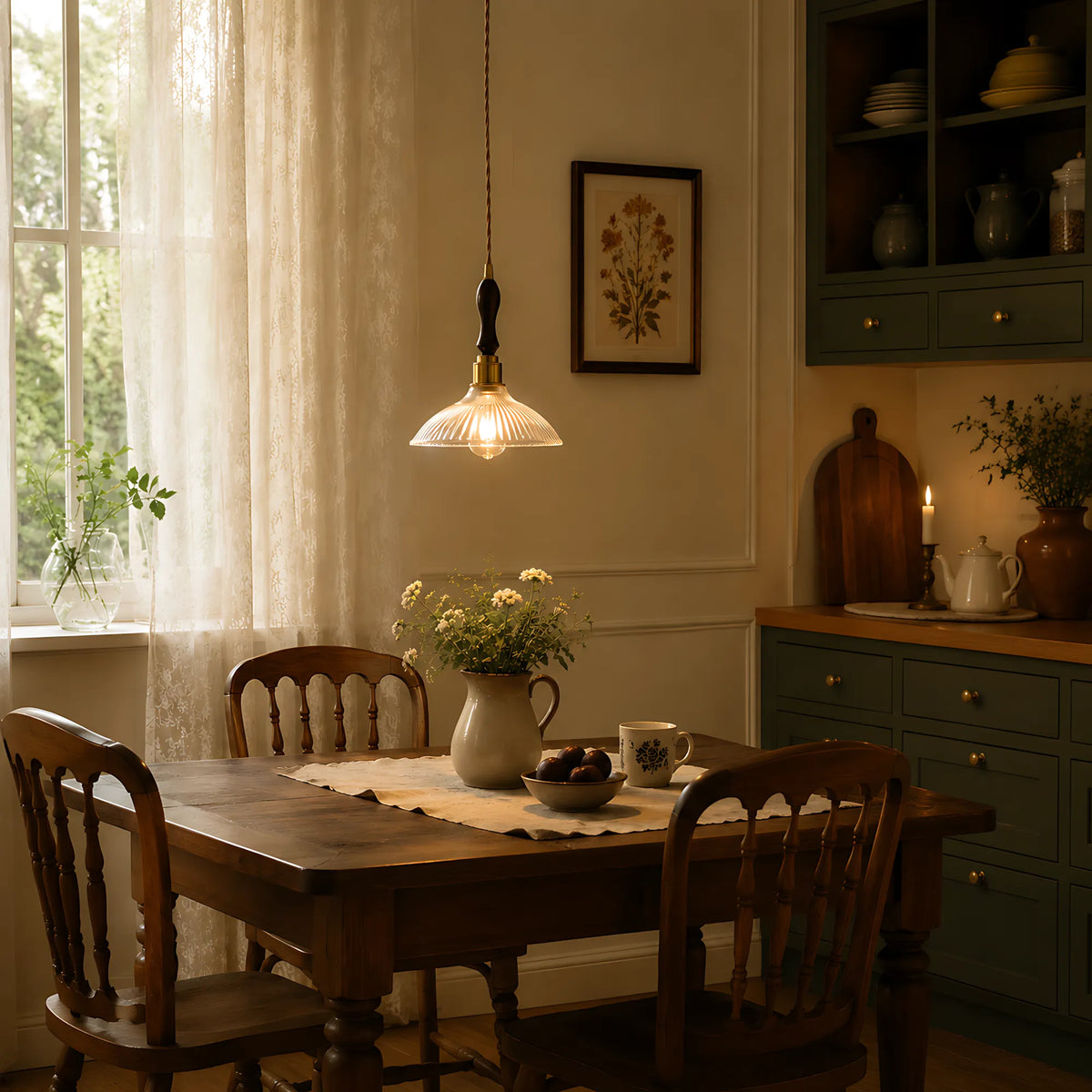 Rivelle  Ribbed Glass Pendant Light
