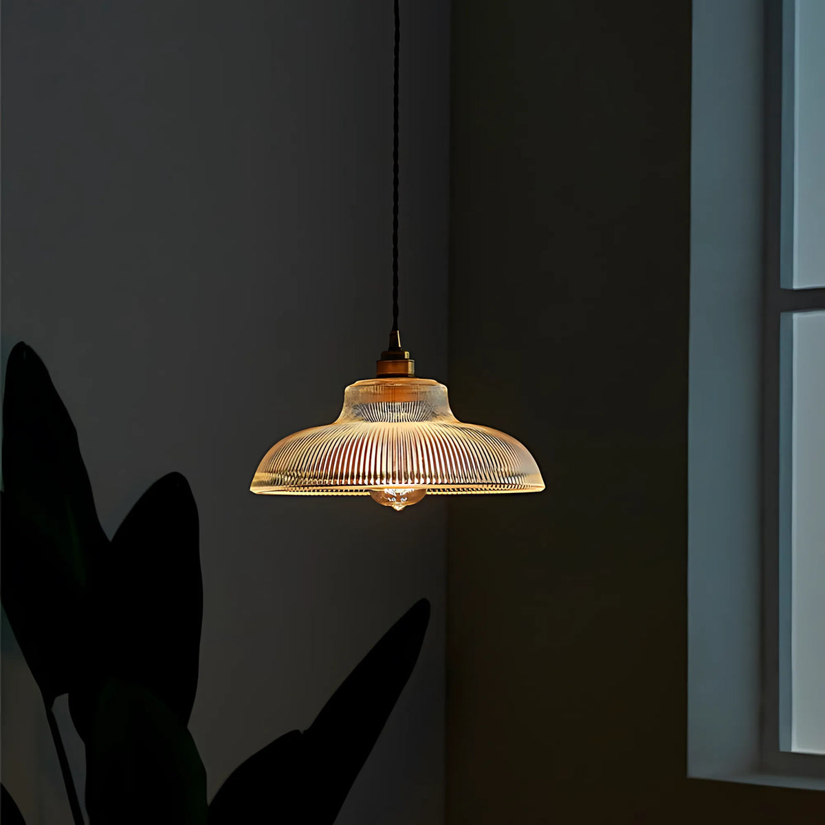 Rivelle  Ribbed Glass Pendant Light