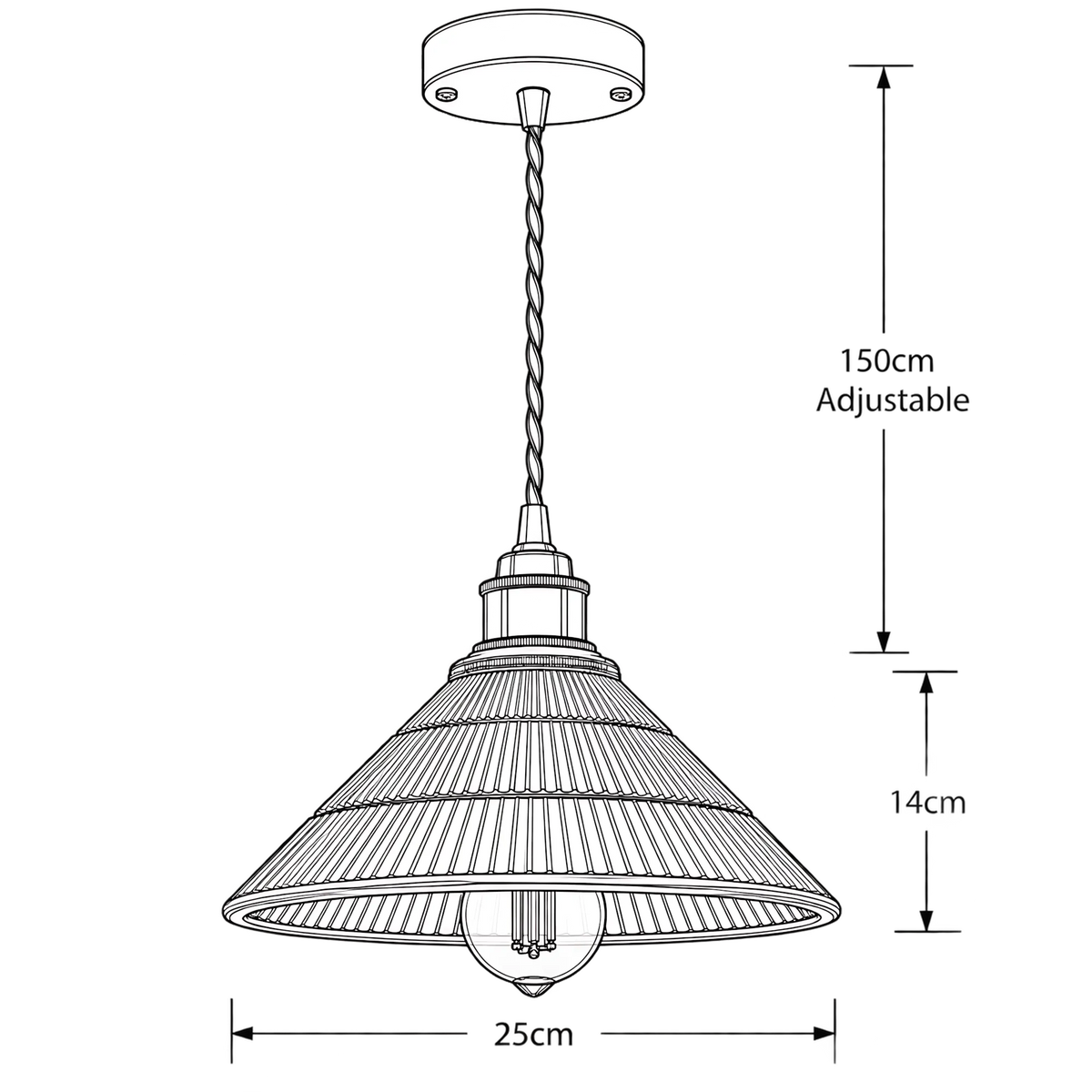 Rivelle  Ribbed Glass Pendant Light