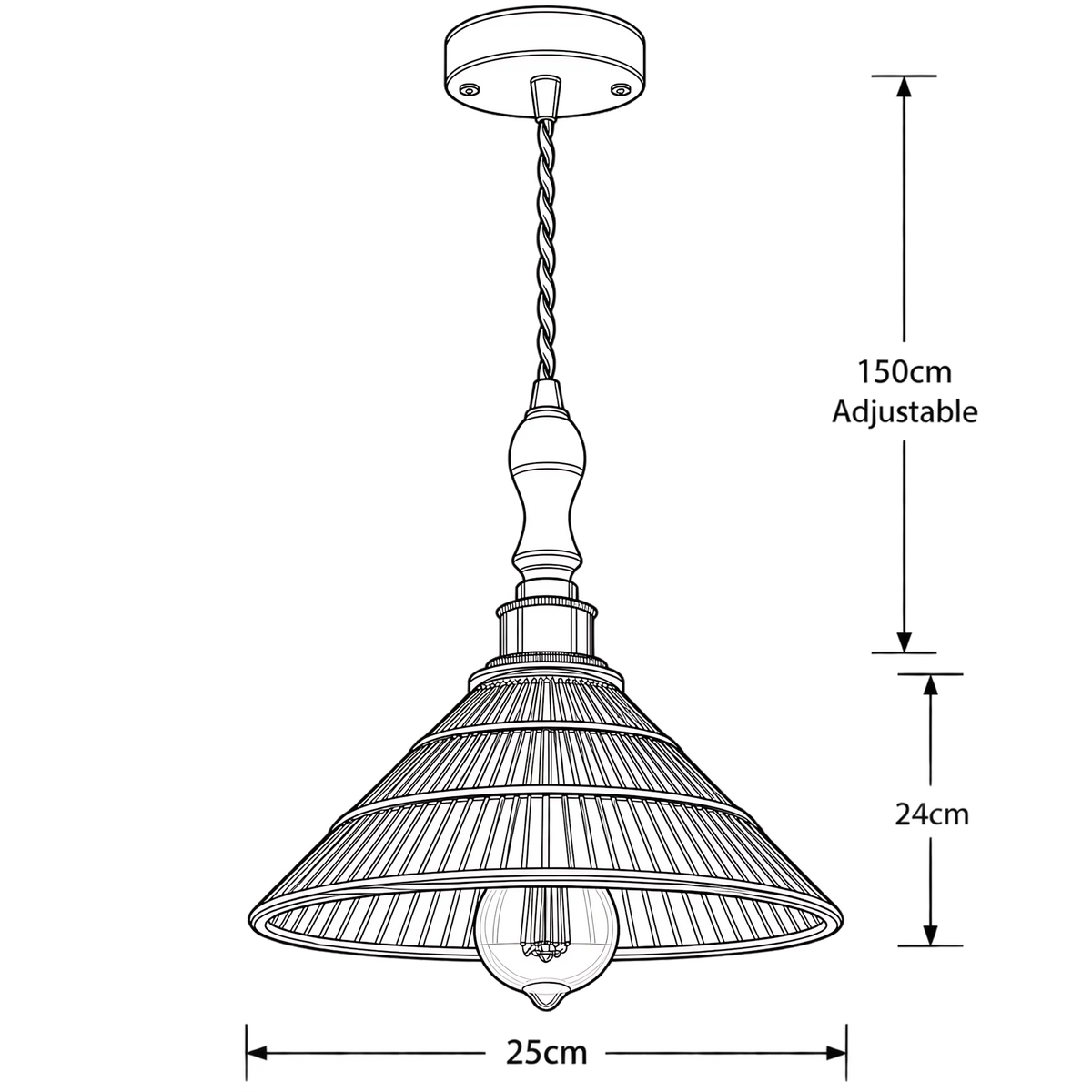 Rivelle  Ribbed Glass Pendant Light