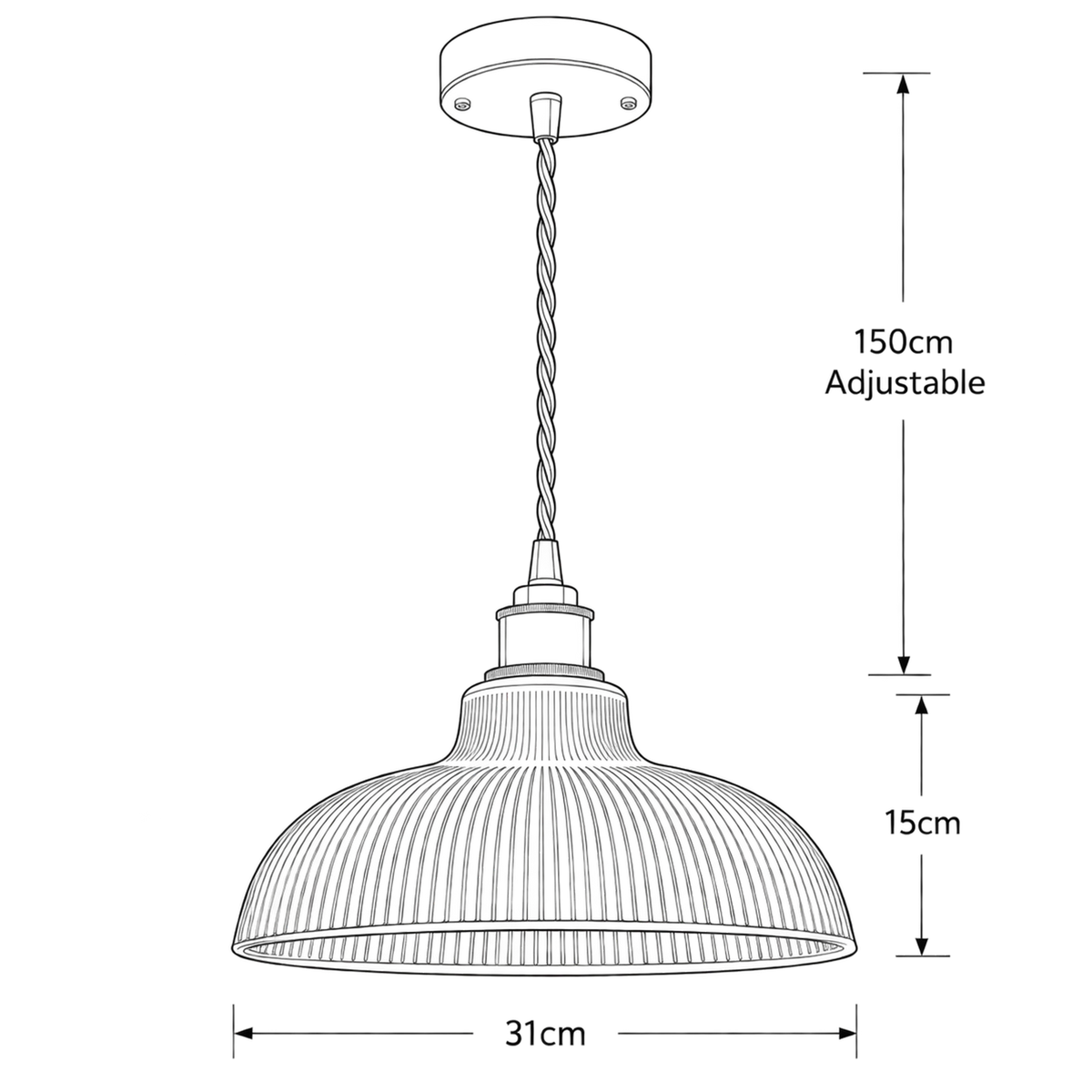 Rivelle  Ribbed Glass Pendant Light
