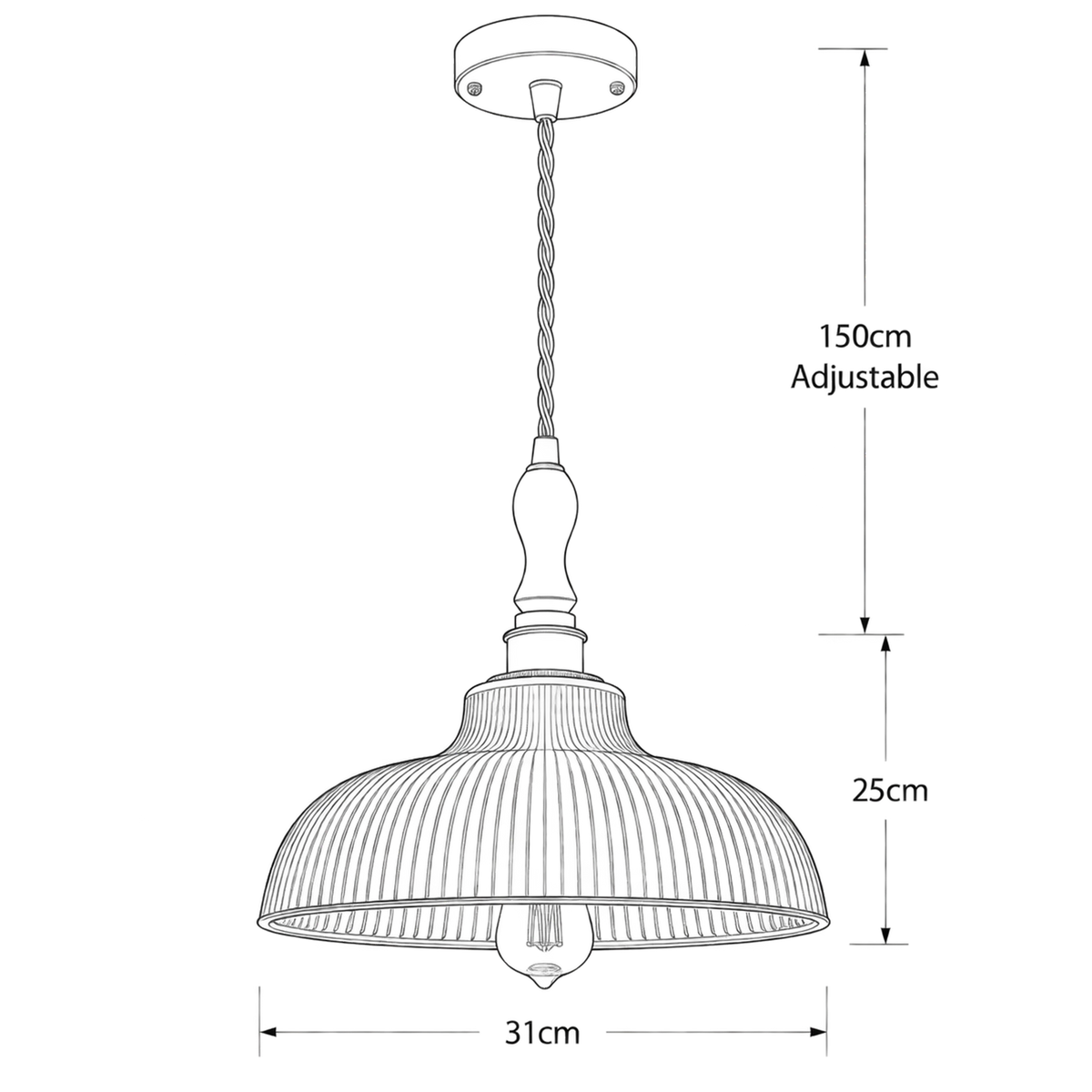 Rivelle  Ribbed Glass Pendant Light