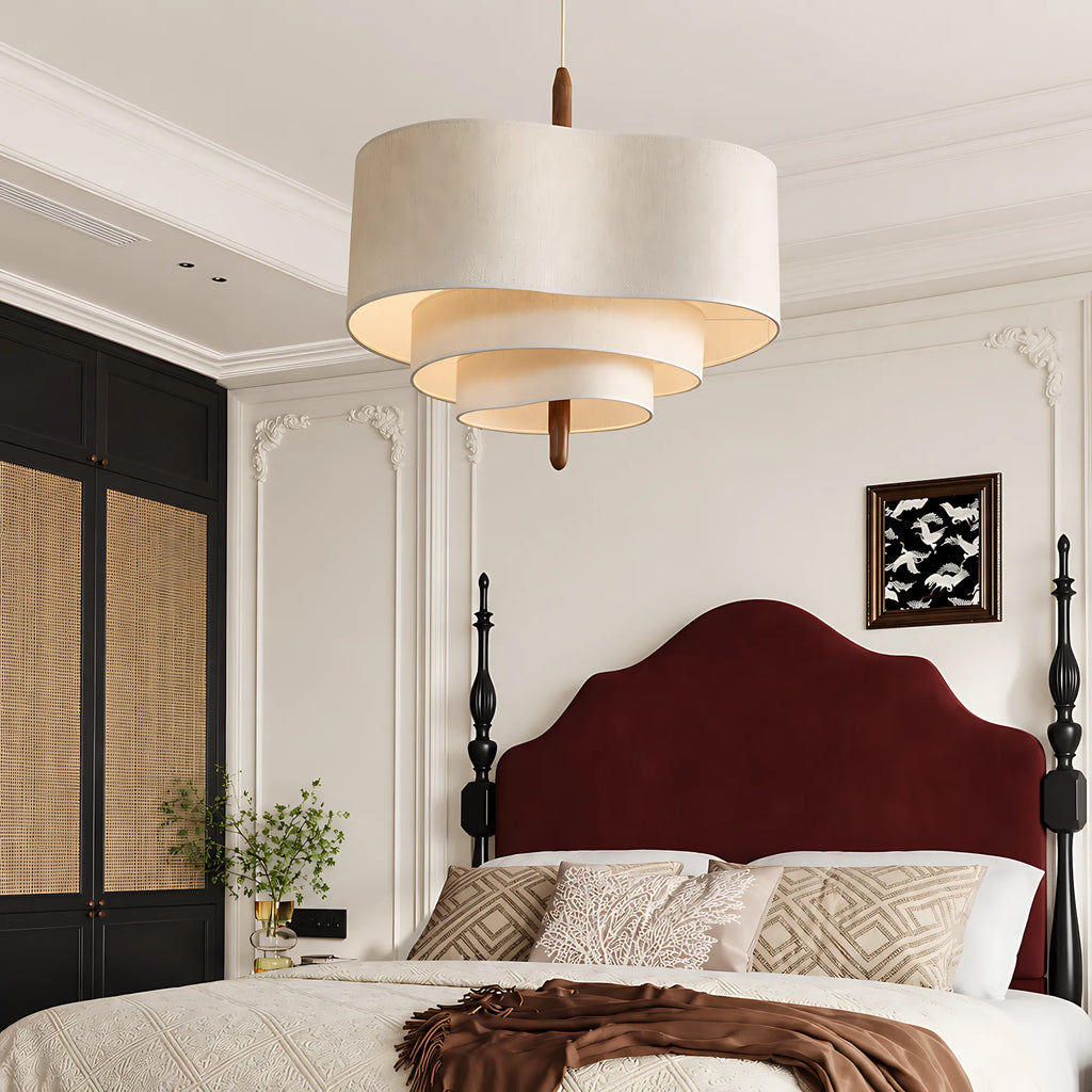 Triple-Tier Linen Pendant Light