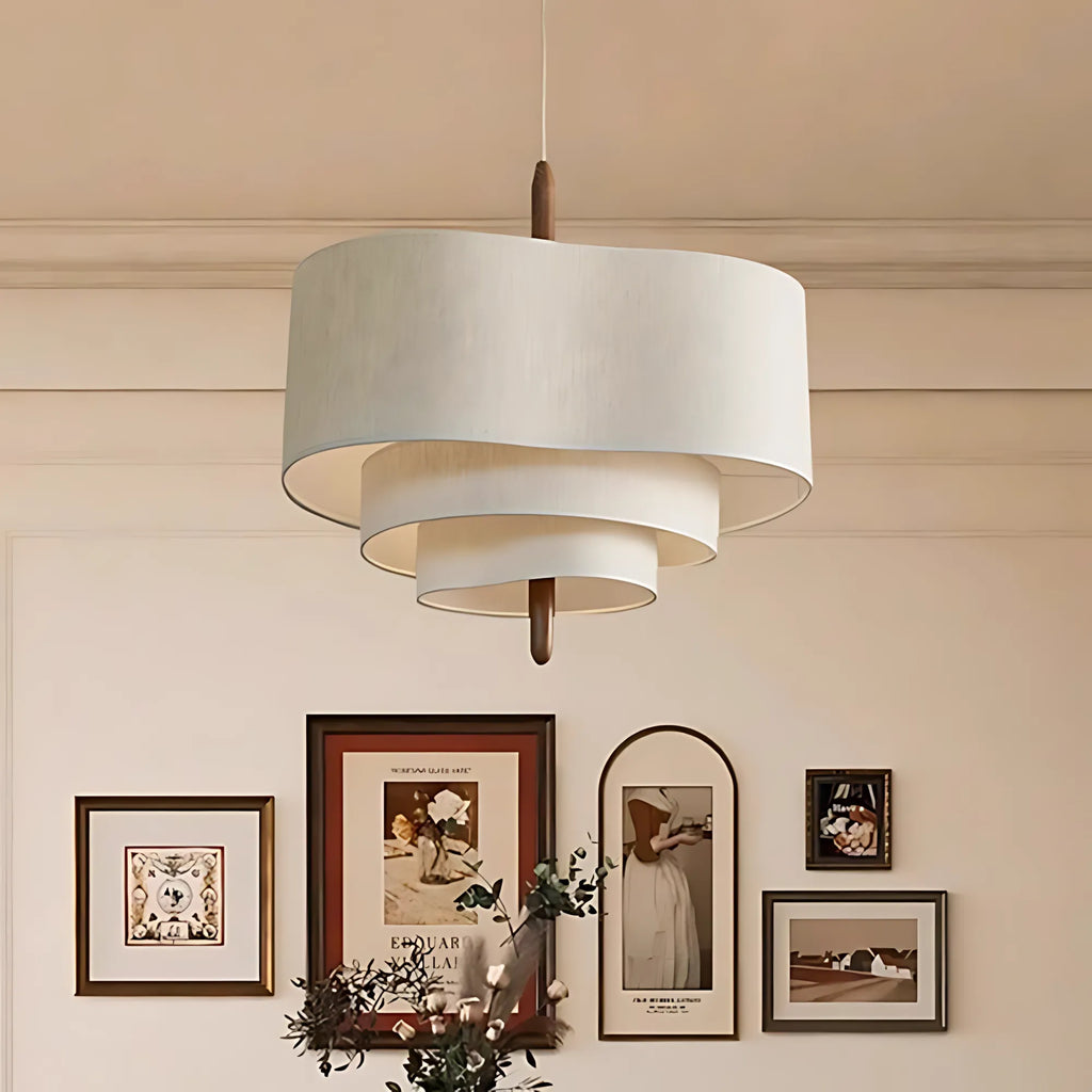 Triple-Tier Linen Pendant Light