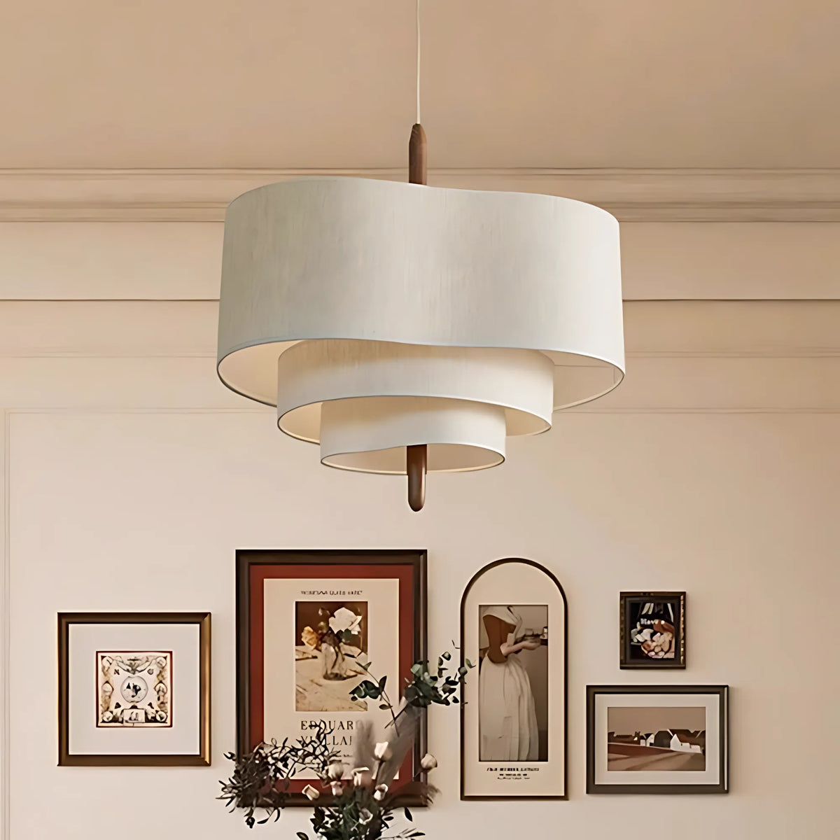 Triple-Tier Linen Pendant Light