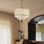 Triple-Tier Linen Pendant Light